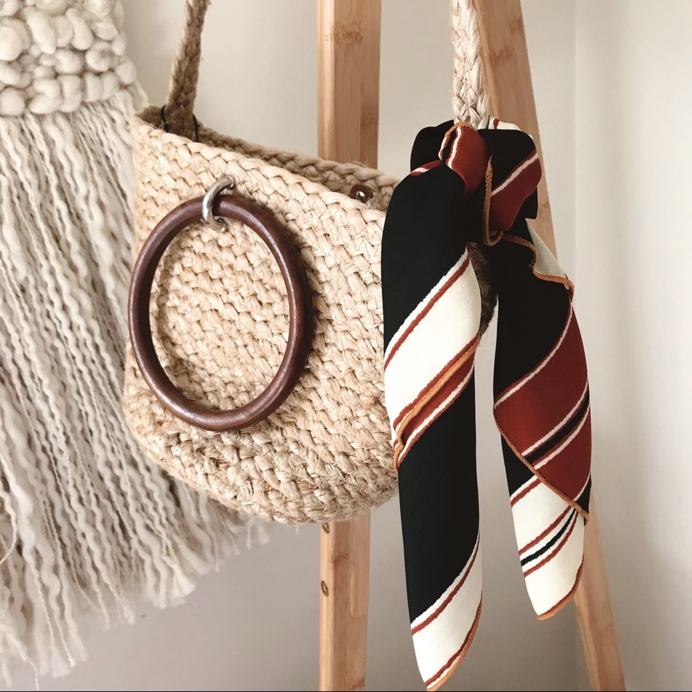 ⭐️SOLD⭐️ Cherie Silky Scarf Bandana in Rust Stripe - Picture 3 of 4